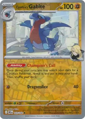 Cynthia's Gabite Reverse Holo